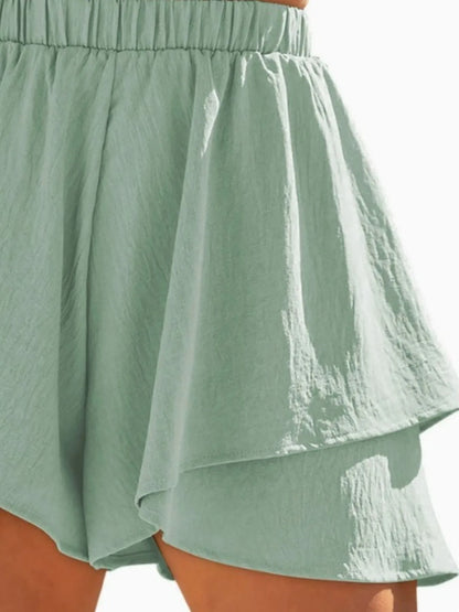 Hazel Blues® |  High-Waisted Elastic Waistband Layered Shorts