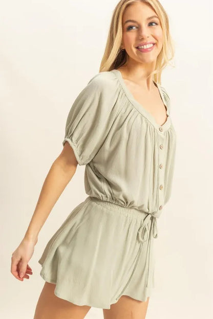Hazel Blues® |  HYFVE Drawstring Hem Short Sleeve Top and Skort Set