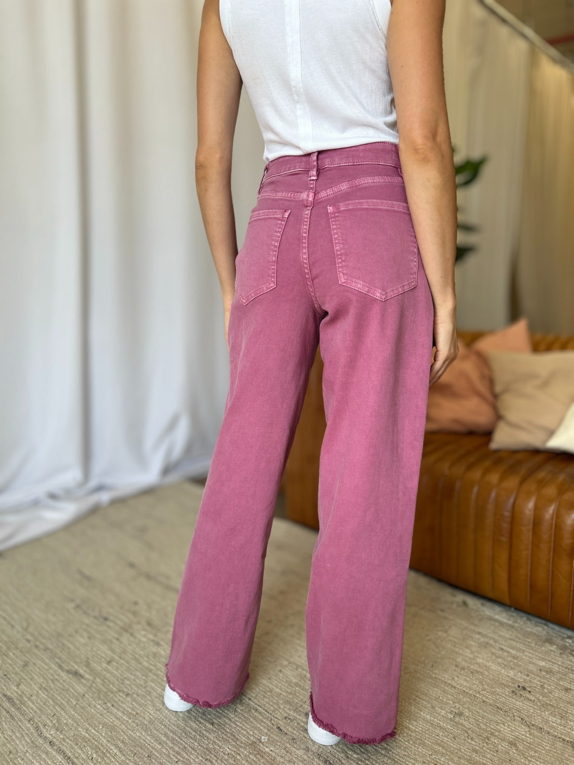 Hazel Blues® |  RFM High Rise Garment Dye Wide Leg Jeans