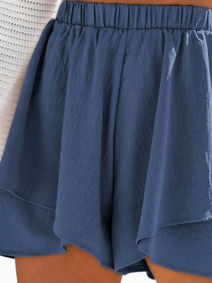 Hazel Blues® |  High-Waisted Elastic Waistband Layered Shorts
