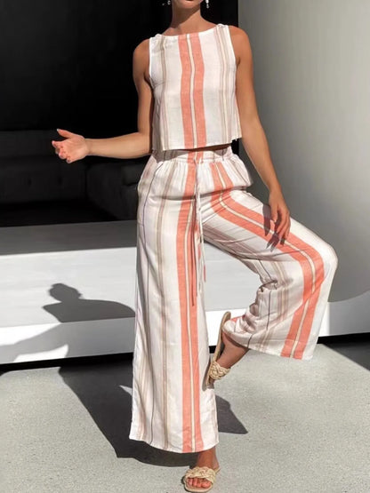 Hazel Blues® |  Printed Tank and Wide Leg Pants Set