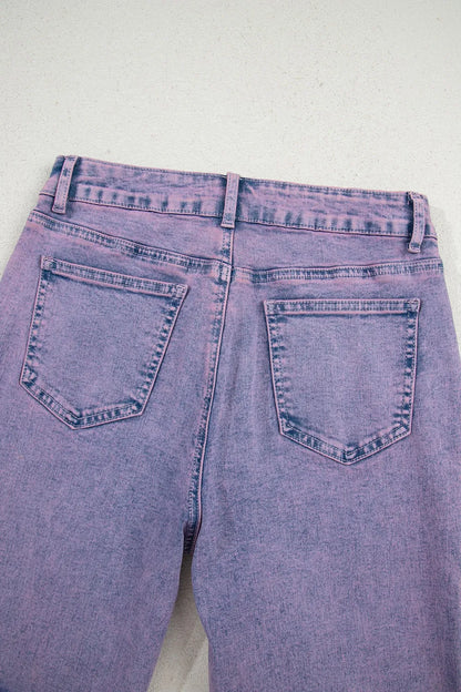 Hazel Blues® |  Washed Raw Hem Cropped Jeans
