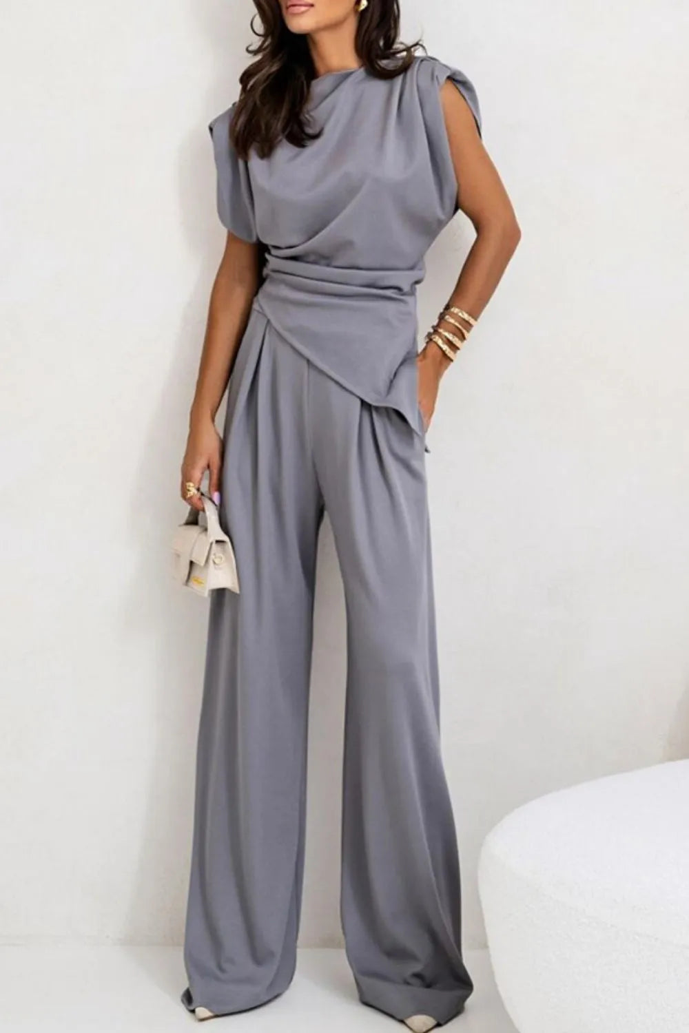 Hazel Blues® |  Round Neck Top and Pants Set