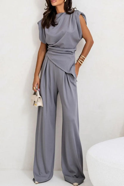 Hazel Blues® |  Round Neck Top and Pants Set