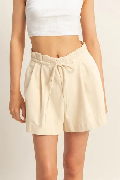 Hazel Blues® |  HYFVE High-Waisted Washed Twill Paperbag Shorts
