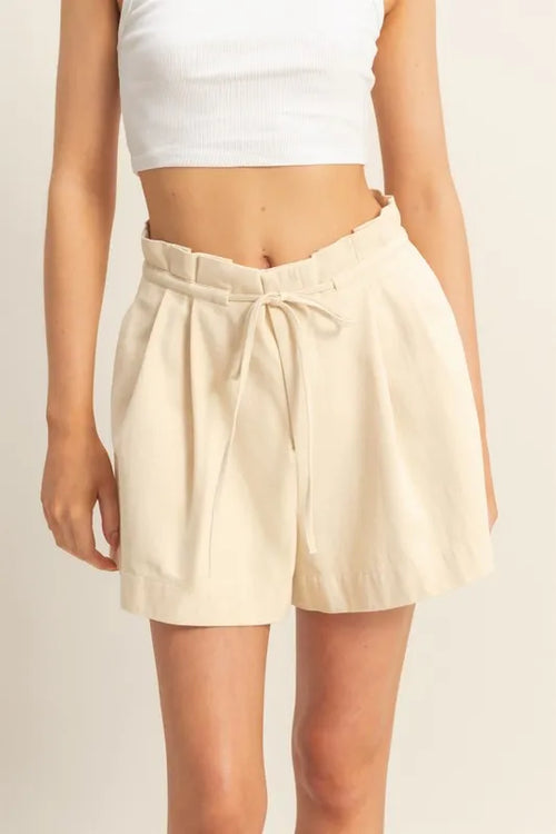 Hazel Blues® |  HYFVE High-Waisted Washed Twill Paperbag Shorts
