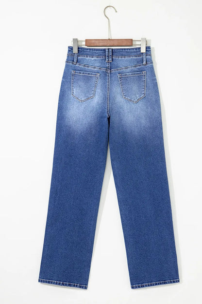 Hazel Blues® |  High-Waisted Wide-Leg Vintage Wash Jeans