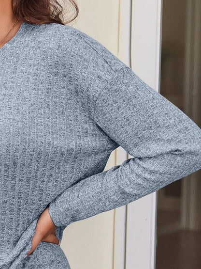 Hazel Blues® |  Ribbed Long Sleeve Top and Shorts Set