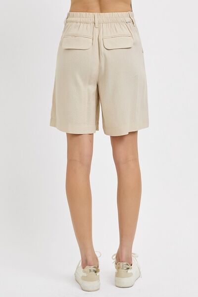 Hazel Blues® |  RISEN High Rise Pleated Front Shorts