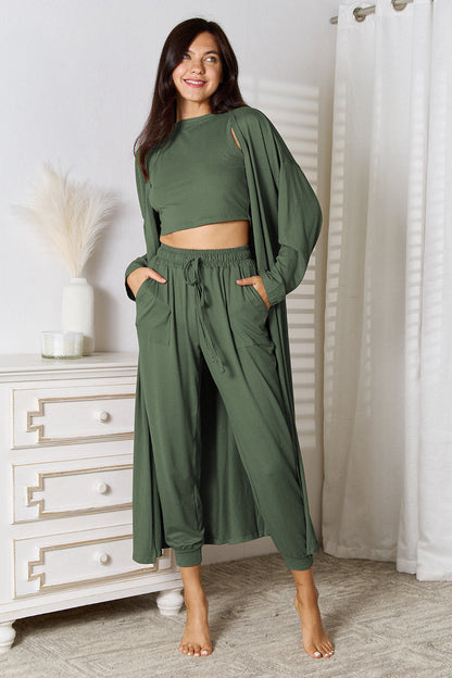 Hazel Blues® |  Tank, Pants, and Cardigan Set with Pockets
