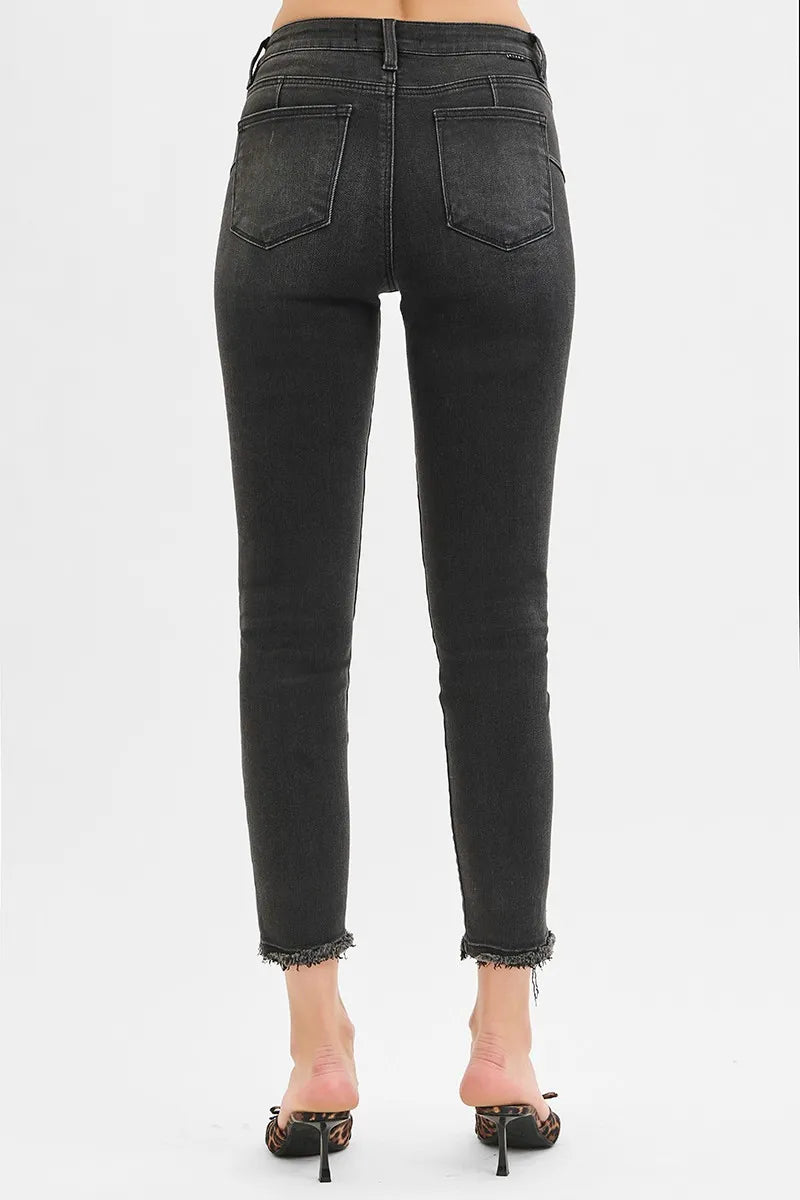 Hazel Blues® | RISEN Tummy Control Mid Rise Crop Skinny Jeans