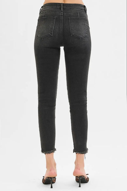 Hazel Blues® | RISEN Tummy Control Mid Rise Crop Skinny Jeans