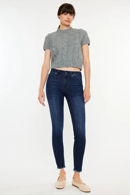 Hazel Blues® |  Kancan High-Rise Slim Fit Raw Hem Ankle Jeans