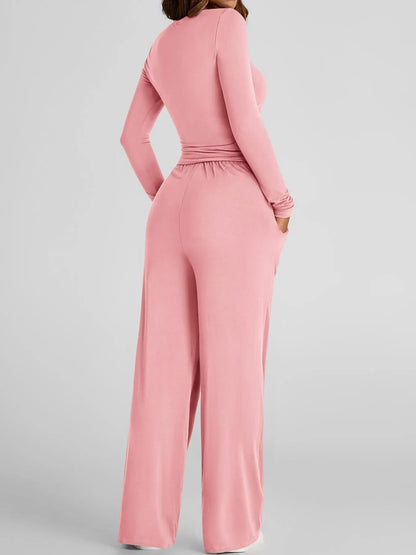 Hazel Blues® |  Round Neck Long Sleeve Top and Pants Set
