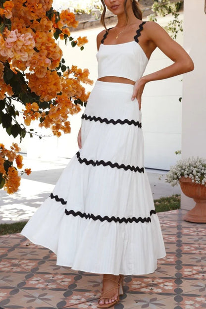 Hazel Blues® |  Contrast Trim Cami and Skirt Set