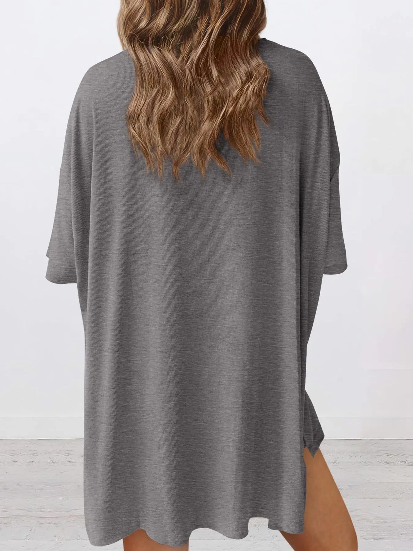 Hazel Blues® | Oversized Slit Round Neck Top and Shorts Lounge Set