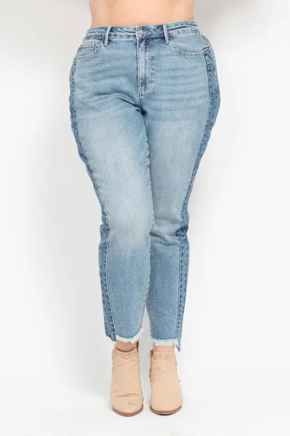 Hazel Blues® | Judy Blue Vintage Wash Side Panel Detail with Fray Hem Slim