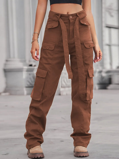 Hazel Blues® |  High-Waisted Multi-Pocket Cargo Jeans