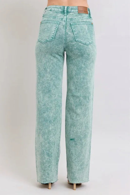 Hazel Blues® | Judy Blue High Waist Garment Dyed Raw Hem Dad Jean