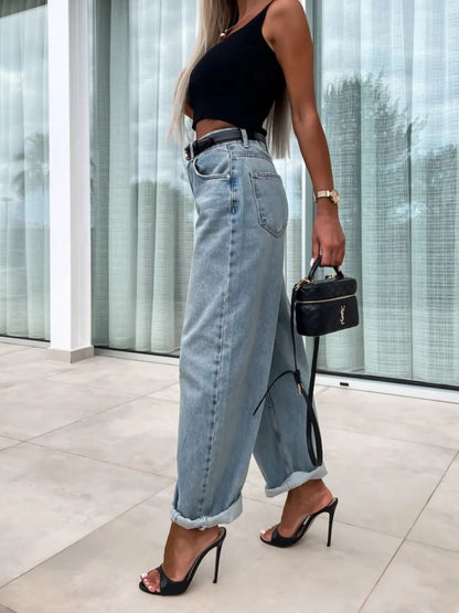Hazel Blues® |  High Waist Wide Leg Jeans