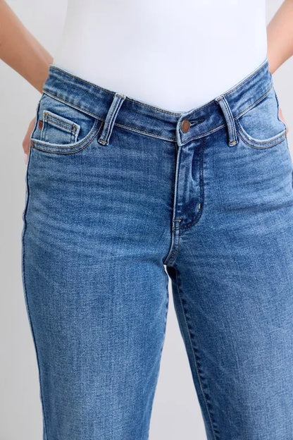 Hazel Blues® | Judy Blue High Waist V-Front Vintage Wash Straight Jeans
