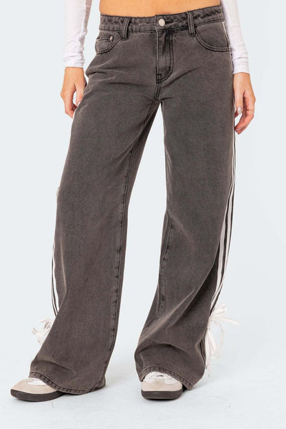 Hazel Blues® |  Side Striped Loose Fit Jeans