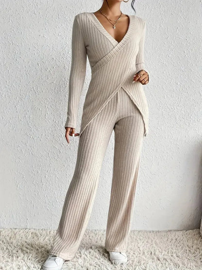 Hazel Blues® |  Surplice Long Sleeve Top and Pants Set