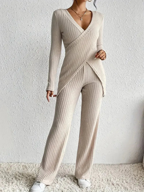 Hazel Blues® |  Surplice Long Sleeve Top and Pants Set