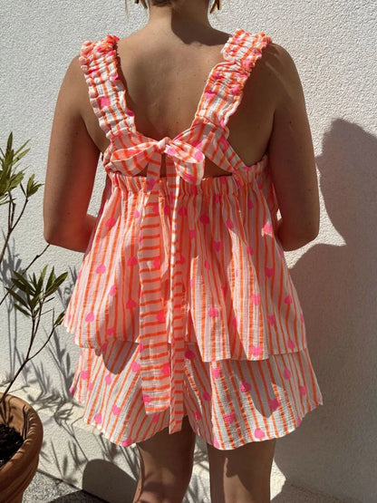 Hazel Blues® |  Striped Heart Cami Top and Shorts Set
