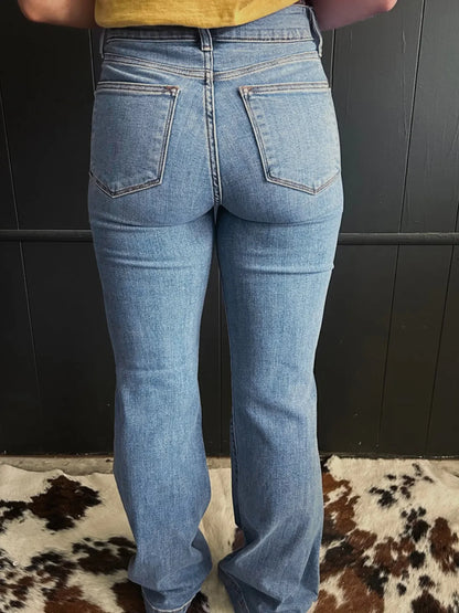 Hazel Blues® |  High-Waisted Flare Jeans with Seam Detail