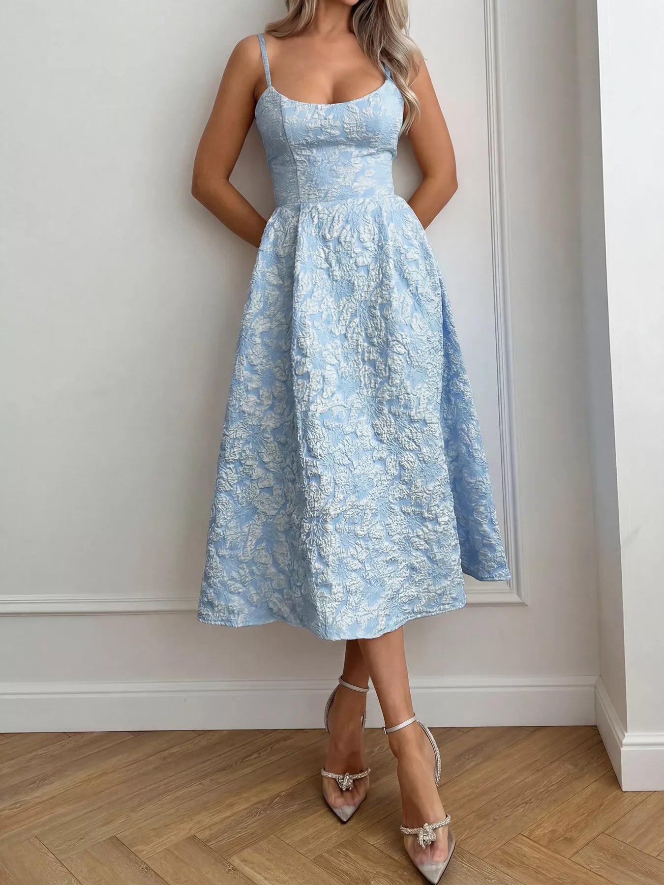 Hazel Blues® |  Textured A-Line Midi Dress