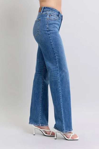 Hazel Blues® | Judy Blue High Waist V-Front Vintage Wash Straight Jeans