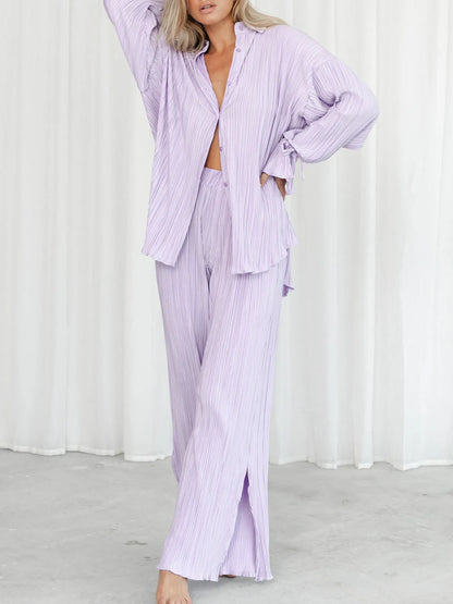 Hazel Blues® |  Button Up Long Sleeve Top and Pants Set