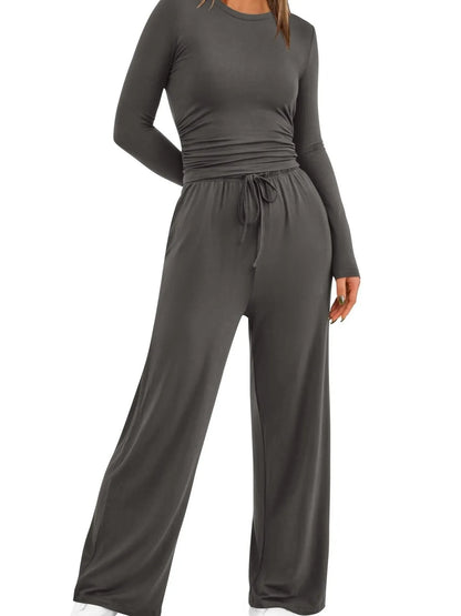 Hazel Blues® |  Round Neck Long Sleeve Top and Pants Set