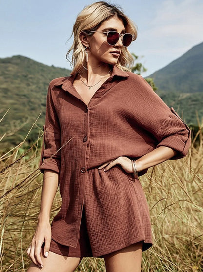 Hazel Blues® |  Button Down Shirt and Shorts Set