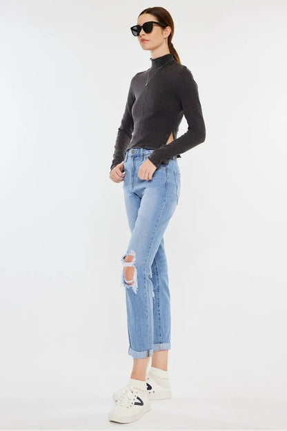 Hazel Blues® |  Kancan High Rise Distressed Mom Jeans