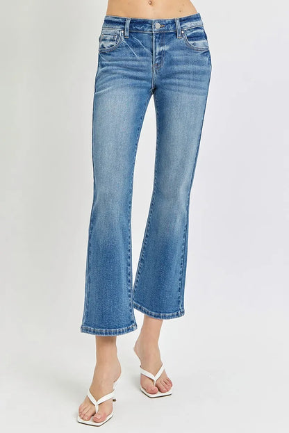 Hazel Blues® | RISEN Low Rise Crop Flare Jeans