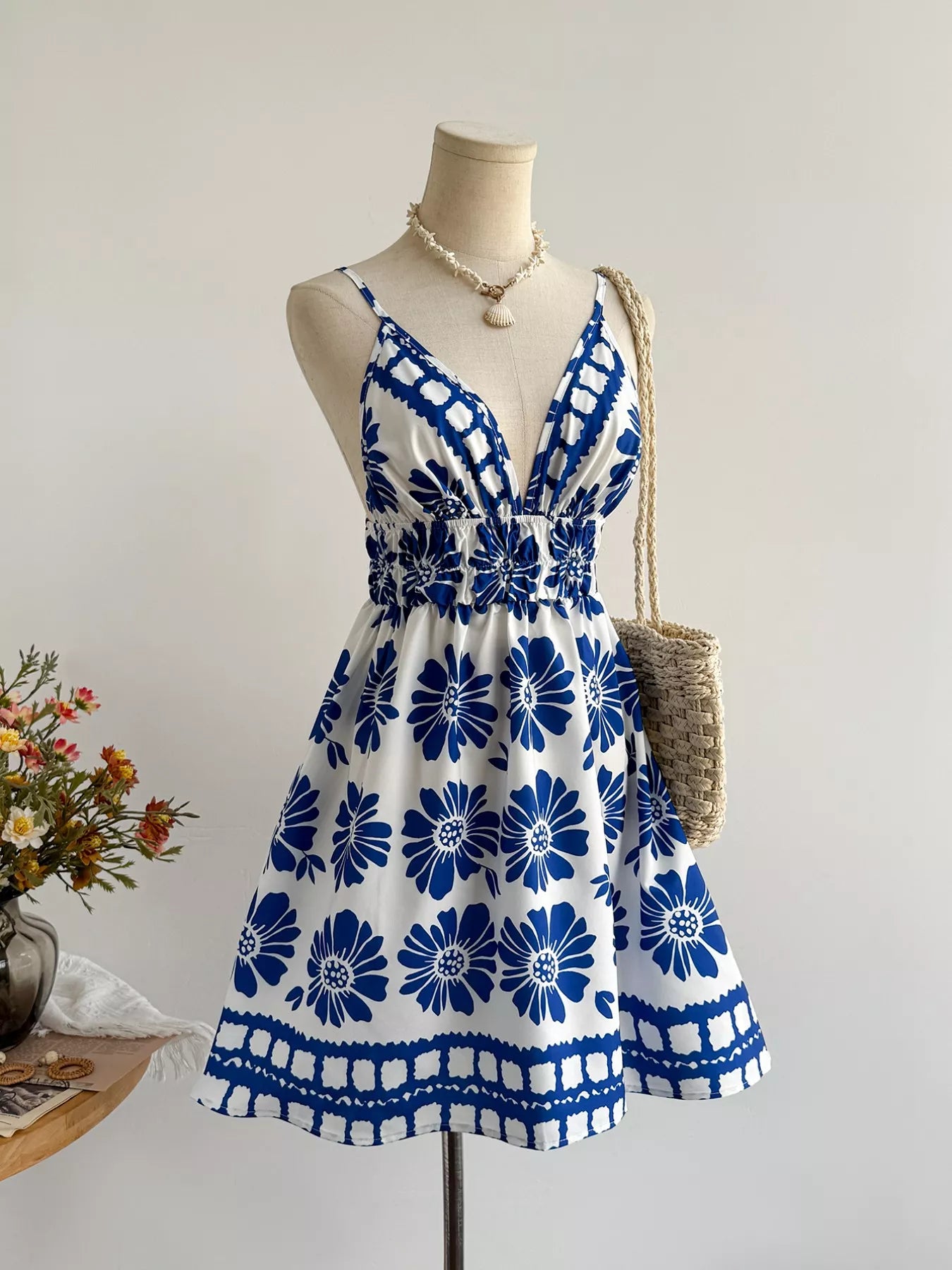 Hazel Blues® |  Floral Print V-Neck Mini Dress