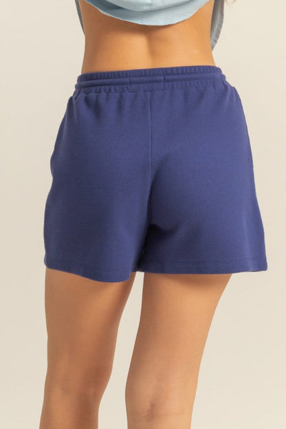 Hazel Blues® |  HYFVE Drawstring Waffle Knit Front Pocket Shorts