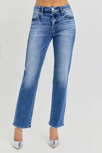 Hazel Blues® |  RISEN Mid Rise Ankle Tapered Jeans