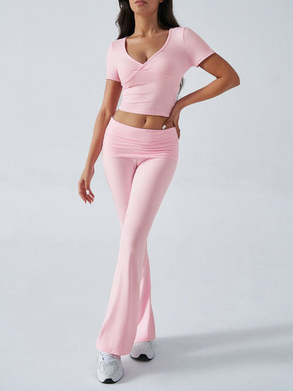 Hazel Blues® |  Devine Short Sleeve Top and Bootcut Legging Set
