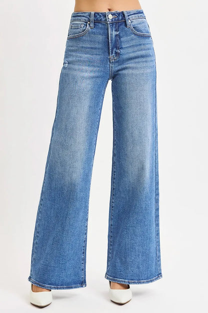 Hazel Blues® | RISEN High Rise Wide Leg Jeans