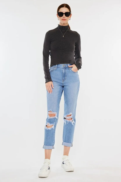 Hazel Blues® |  Kancan High Rise Distressed Mom Jeans