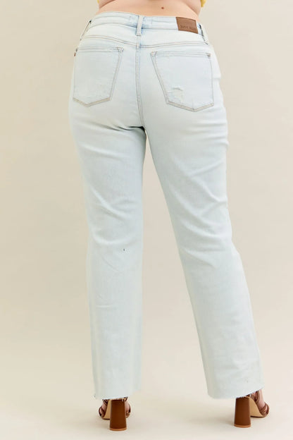 Hazel Blues® | Judy Blue Destroy & Fray Hem Bootcut Jeans