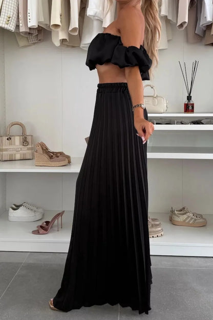 Hazel Blues® |  Off-Shoulder Top and Pleated Pants Set