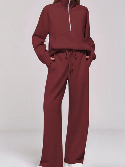 Hazel Blues® |  Half Zip Long Sleeve Top and Pants Set