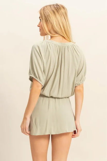Hazel Blues® |  HYFVE Drawstring Hem Short Sleeve Top and Skort Set