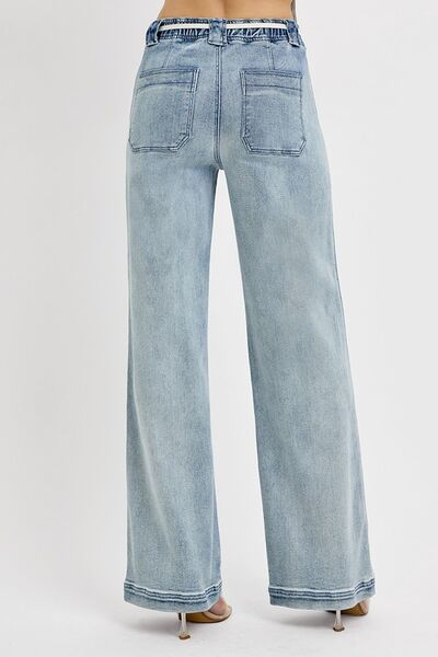 Hazel Blues® | RISEN Straight Leg Jeans with Pockets