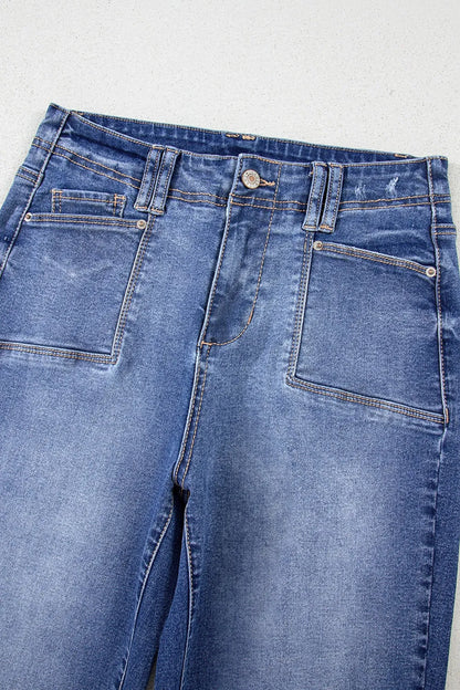 Hazel Blues® |  High-Waisted Wide-Leg Vintage Wash Jeans