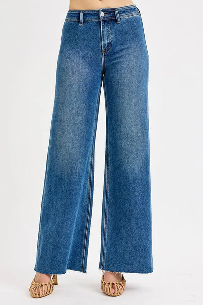 Hazel Blues® |  RISEN High-Waisted Wide Leg Jeans
